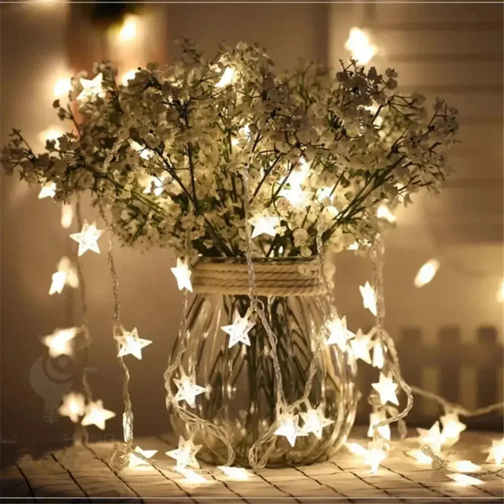 LED Outdoor Star String Lights – Fairy Garland for Party, Wedding, Garden & Home Decor - Rehmiar
