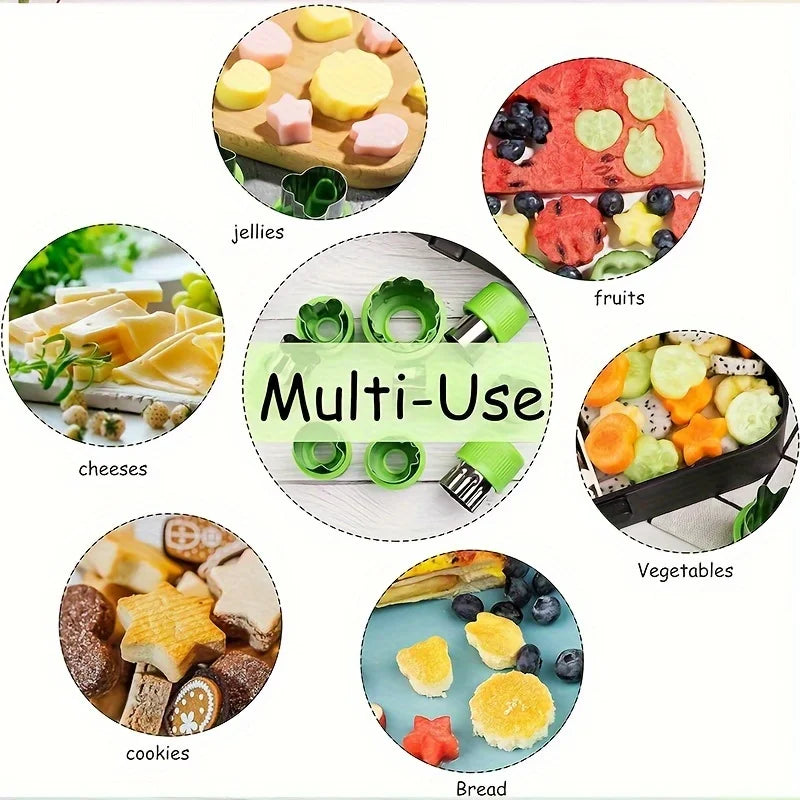 9-Piece Stainless Steel Cookie & Vegetable Cutting Set – Mini Fruit and Cookie Embossing Molds for Kids Baking
