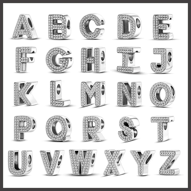 Charms 925 Silver Plated 26 Alphabet Letters Charms Beads - Rehmiar