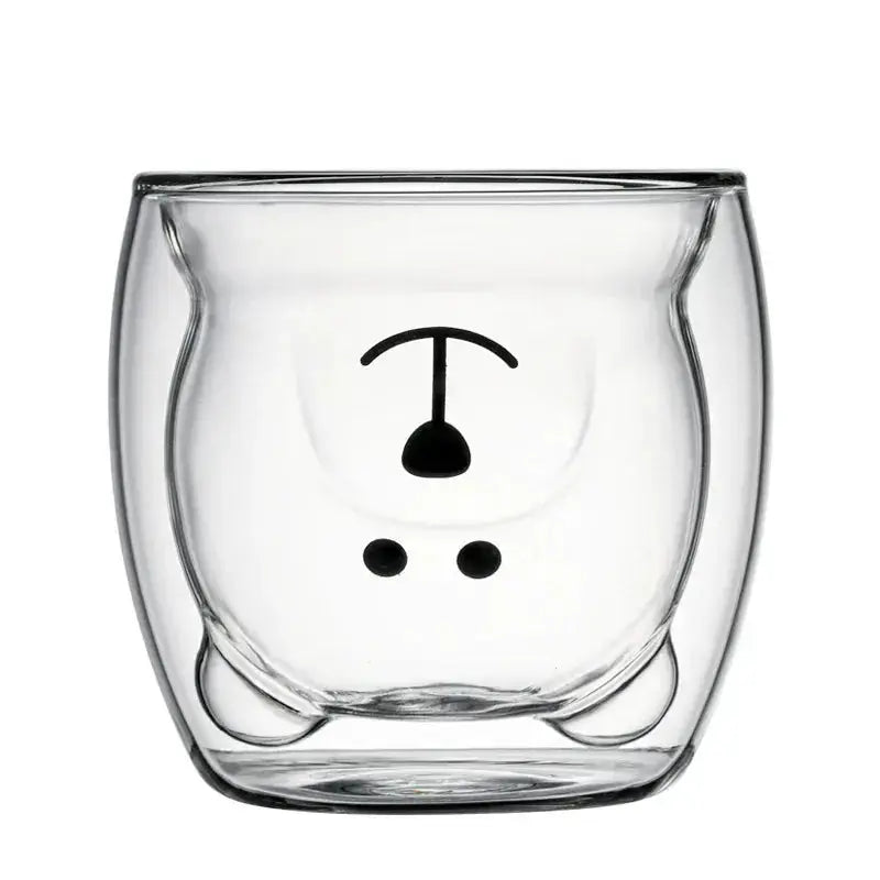 250ml Double-Wall Glass Mug – Cute Bear Design for Milk, Coffee, Tea & Juice, Valentine's Day & Anniversary Gift Rehmiar