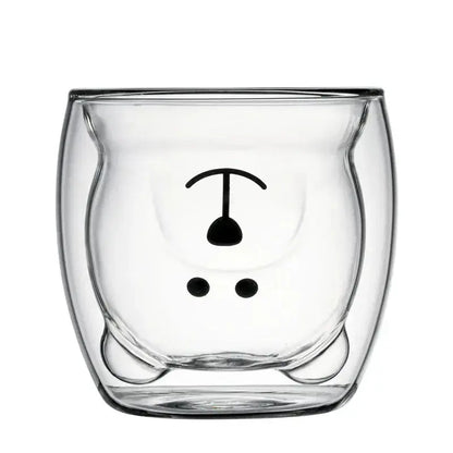 250ml Double-Wall Glass Mug – Cute Bear Design for Milk, Coffee, Tea & Juice, Valentine's Day & Anniversary Gift Rehmiar