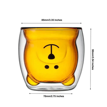250ml Double-Wall Glass Mug – Cute Bear Design for Milk, Coffee, Tea & Juice, Valentine's Day & Anniversary Gift Rehmiar