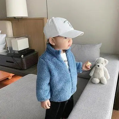 Solid Colour Children Plush Coat Autumn Winter Warm Baby Girl Boy Casual Jacket