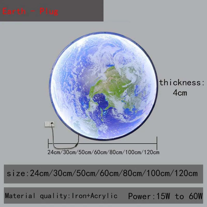 LED Wall Light Remote Dimming Moon Earth Wall Light