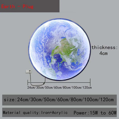 LED Wall Light Remote Dimming Moon Earth Wall Light - Rehmiar
