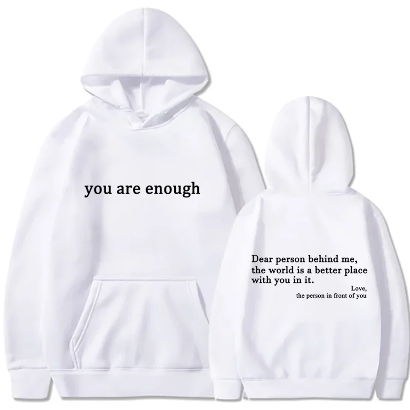 Trendy "You Are Enough" Hoodie – Unisex Retro Pullover, Street Hip Hop Top for Men & Women, Hot Selling