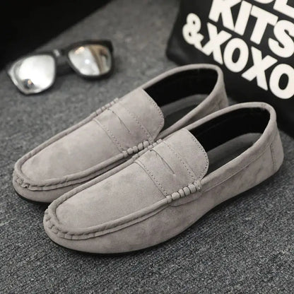 Men’s Leather Driving Loafers – Comfortable Casual Work Shoes (Black, Grey, Khaki) - Rehmiar