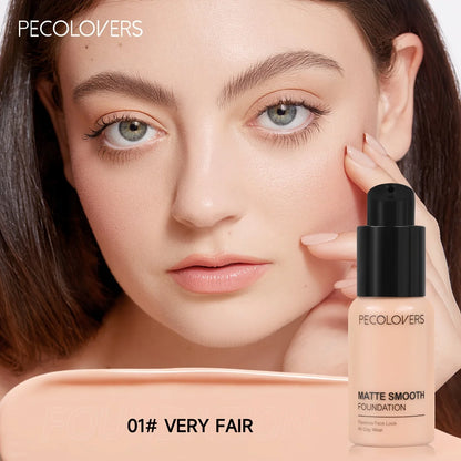 PECOLOVERS Matte Finish Liquid Foundation - Oil-Control, Waterproof, Full Coverage Concealer for All Skin Tones - Rehmiar