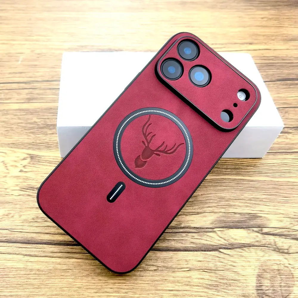 Luxury Faux Leather Magnetic Case for iPhone 11–17 Pro Max – MagSafe Wireless Charging Cover - Rehmiar