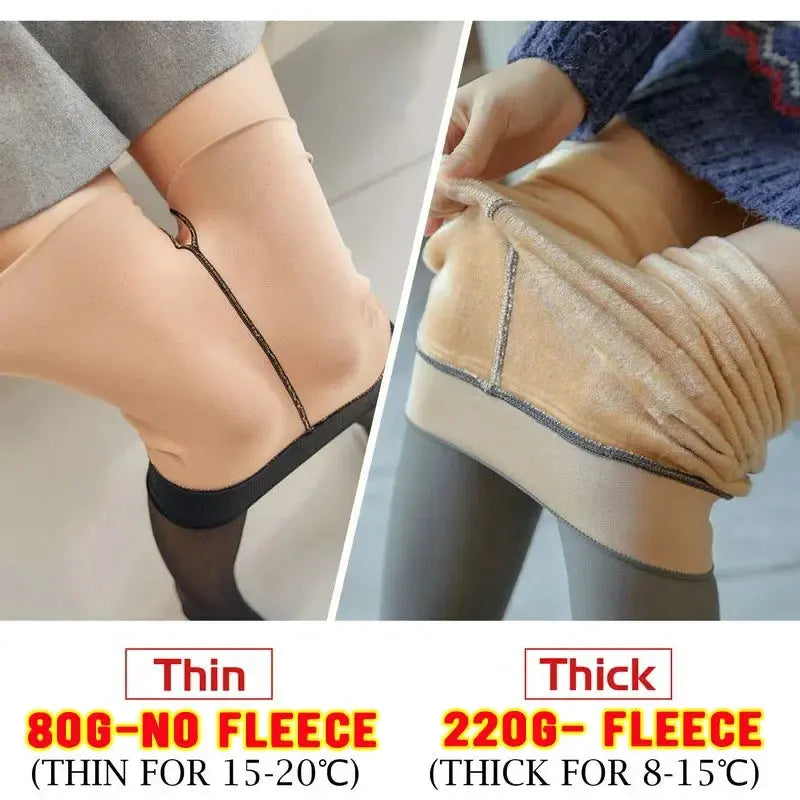 Women’s Winter Fake Translucent Pantyhose – Seamless Thick Velvet Warm Push-Up Tights - Rehmiar
