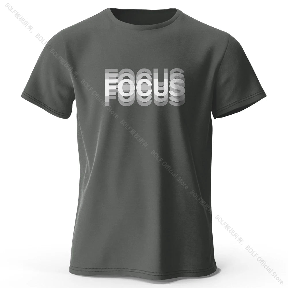 Focus Letter Minimalist Style 100% Lightweight Cotton T-Shirt, - Rehmiar