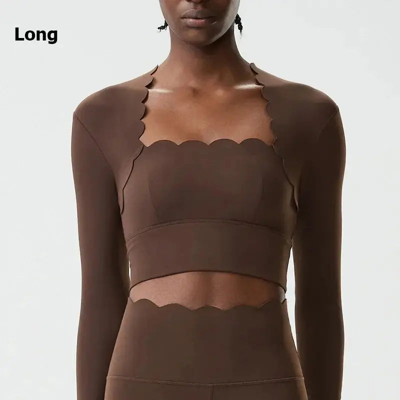 Women’s Long Sleeve Yoga Crop Top – Slim Fit Stretch Workout Shirt with Built-In Pads Rehmiar