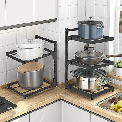 Adjustable Kitchen Shelf – 2-4 Tier Space-Saving Storage Rack for Pots, Under Sink & Corner Use - Rehmiar