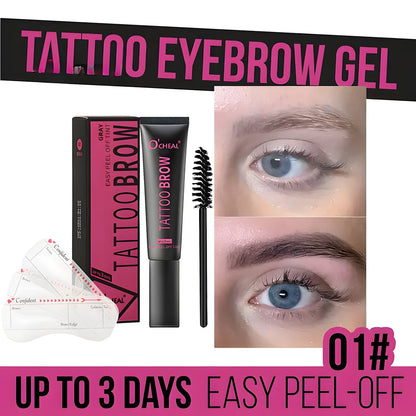 Waterproof Tattoo Brow Peel Off Tint with Stencils - Semi-Permanent Eyebrow Tint Lasts Up to 3 Days - Easy to Apply, Long-Lasting - Rehmiar