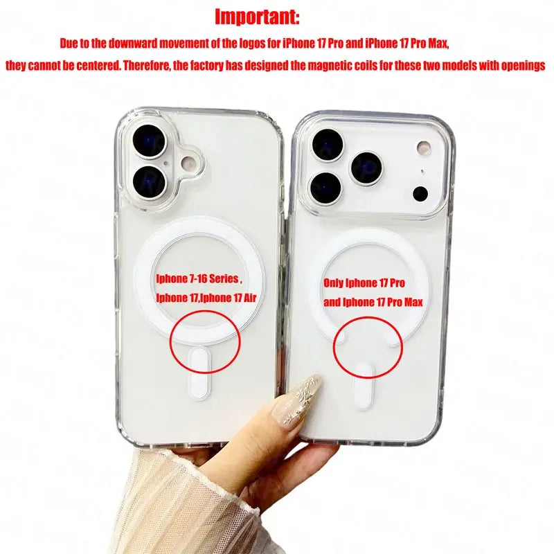 Magnetic Magsafe Compatible Clear Case – Wireless Charging Cover for iPhone 17 Air, 16, 15, 14, 13, 12, 11 Pro Max, Plus & Mini - Rehmiar