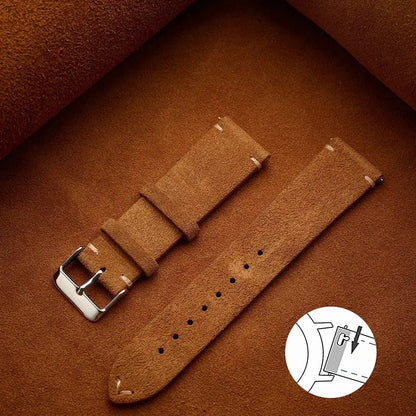 Wristband 20mm 22mm 4mm 16mm 18mm Quick Release Soft Suede Strap Brown Watch Bands Calfskin Women & Men Accessories - Rehmiar