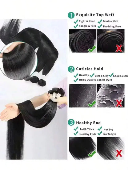 42 Inch Bone Straight Brazilian Human Hair Bundles – Raw Extensions for Women - Rehmiar
