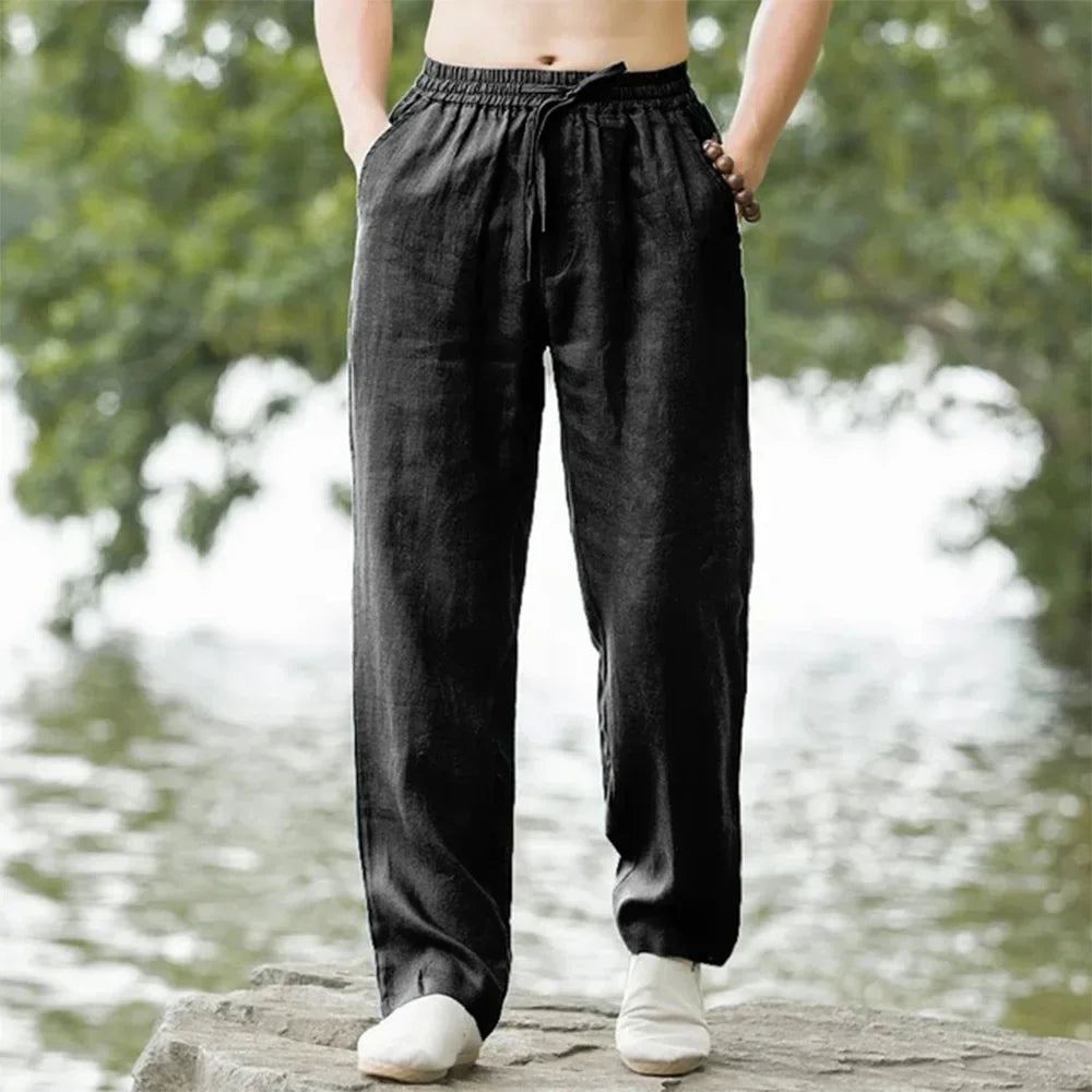Men's Beach Cotton Linen Casual Summer Sweatpants - Rehmiar