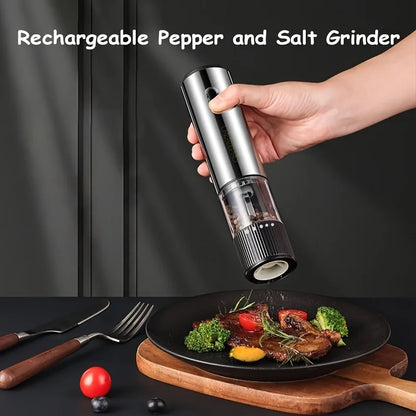 Electric Salt and Pepper Grinder – Automatic Rechargeable Mill with Adjustable Coarseness, Kitchen Appliances