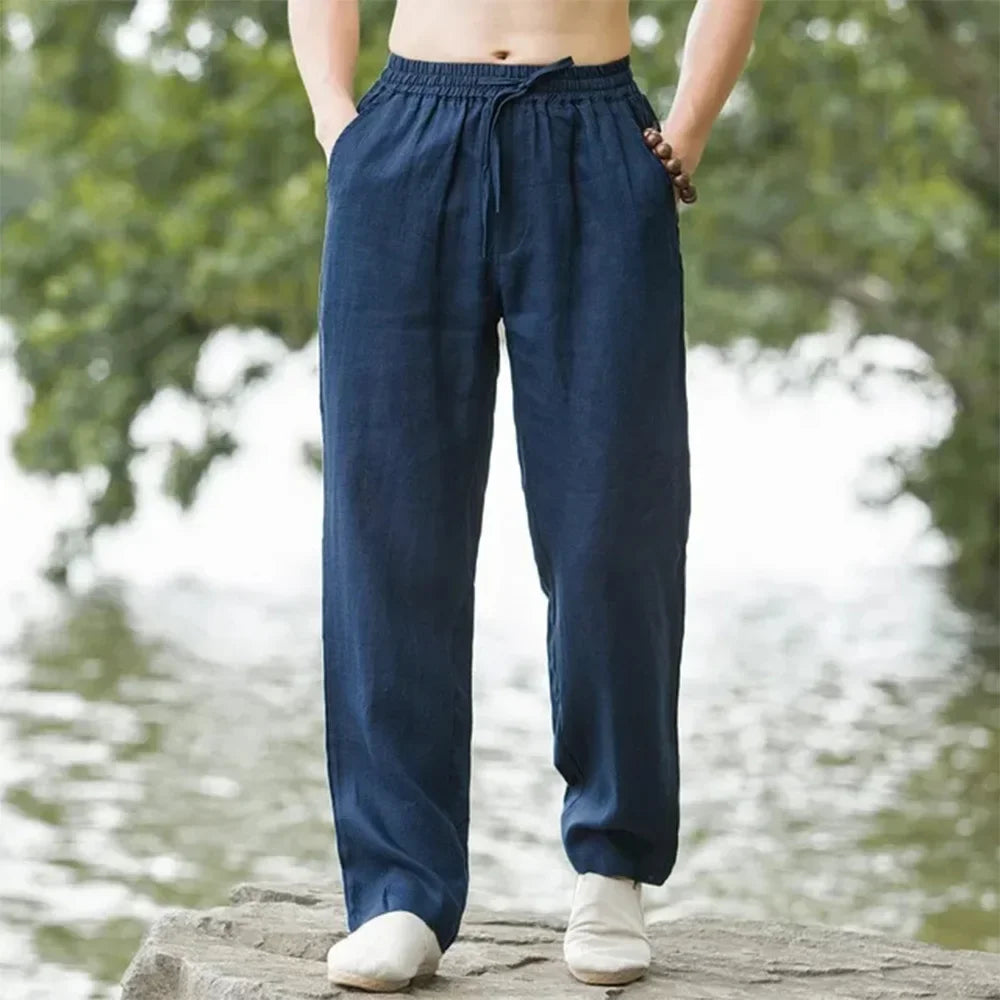 Men's Beach Cotton Linen Casual Summer Sweatpants - Rehmiar