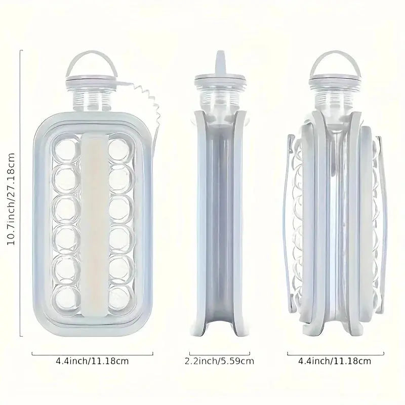2-in-1 Foldable Ice Making Water Bottle – Transparent Silicone Ice Cube Mold Pitcher & Ice Tray - Rehmiar