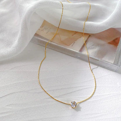 Stainless Steel Gold Plated Dainty Minimalist Zircon Anti Tarnish Charm Chain - Rehmiar
