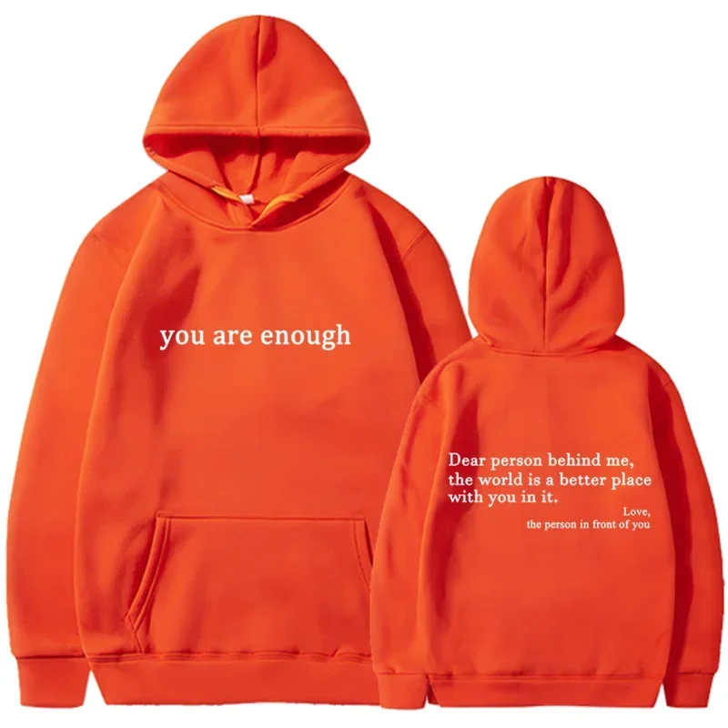 Trendy "You Are Enough" Hoodie – Unisex Retro Pullover, Street Hip Hop Top for Men & Women, Hot Selling