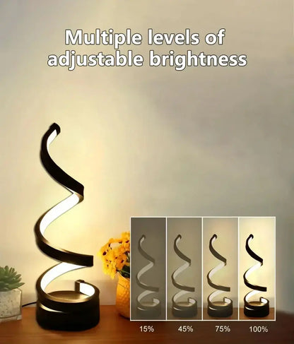 Creative Spiral LED Night Light – Dimmable 3-Color Table Lamp for Living Room, Office, Bedroom & Bedside Decor, USB Plug-In - Rehmiar