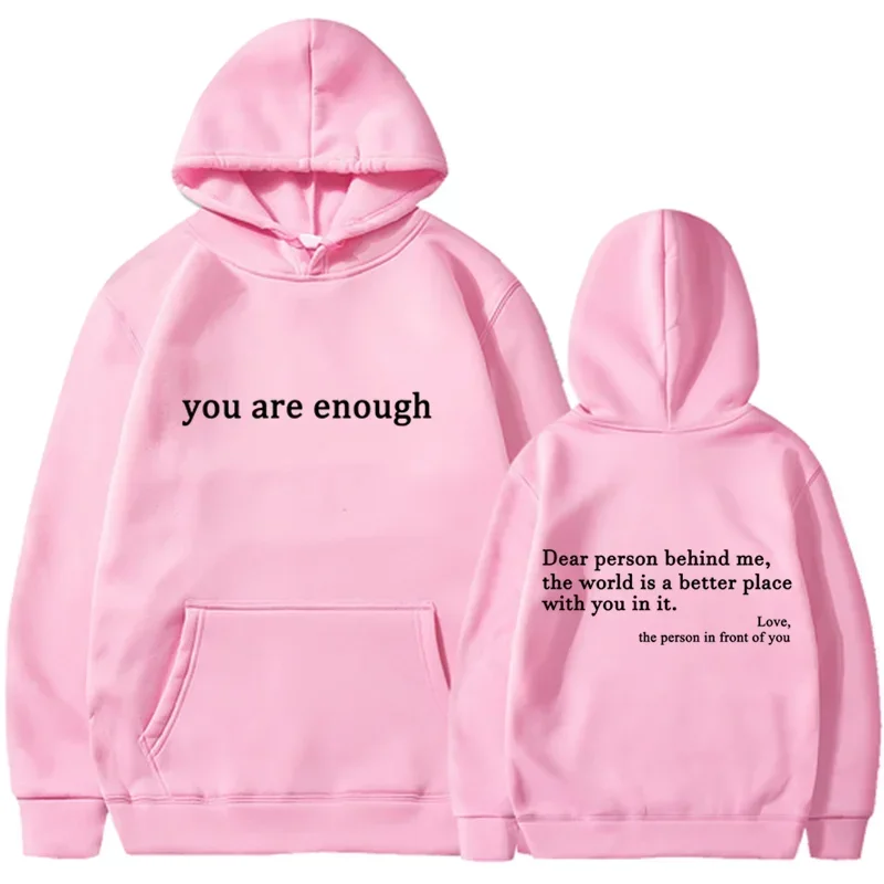 Trendy "You Are Enough" Hoodie – Unisex Retro Pullover, Street Hip Hop Top for Men & Women, Hot Selling