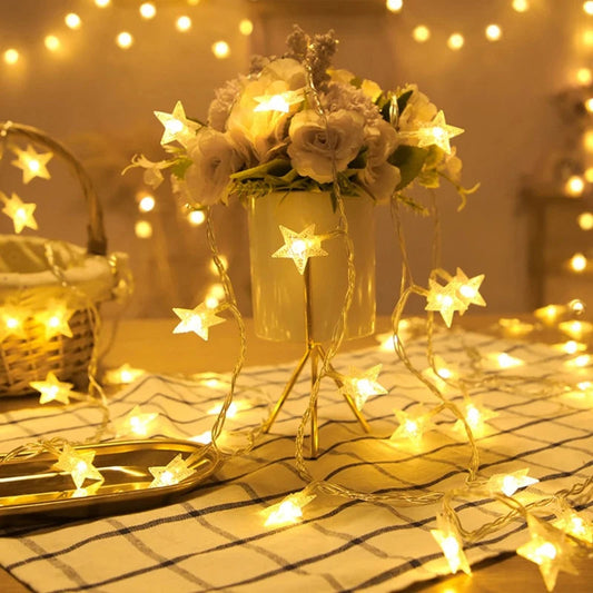 LED String Lights Outdoor Star Chain Lights Garland Lights Bulb Fairy Lights Garden Christmas Decor - Rehmiar