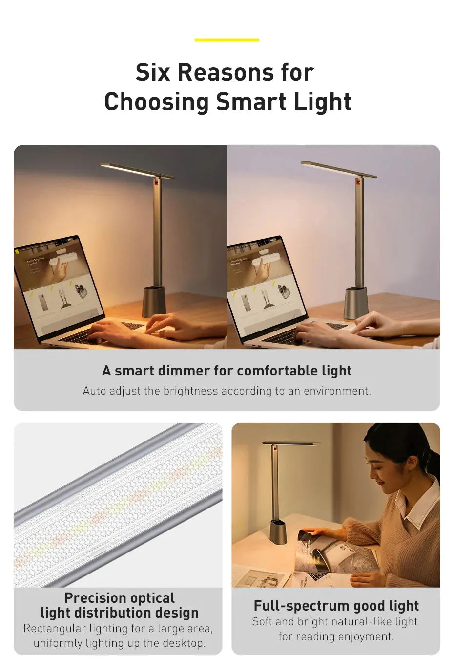 Baseus 180° Foldable LED Desk Lamp – Rechargeable, Auto Dimming, Eye Protection for Study & Reading - Rehmiar