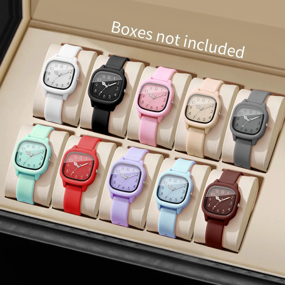 1/3/10PCS Women’s Silicone Band Quartz Watch Set – Casual Trendy Dial Wristwatches (No Box) - Rehmiar