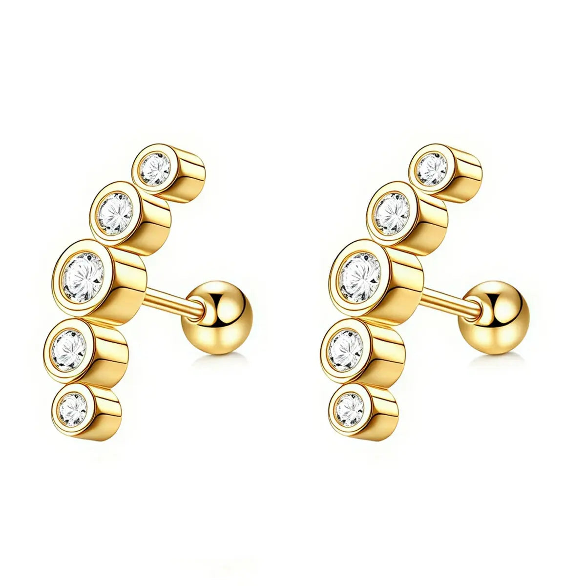 2Pcs 16G Stainless Steel Screw Back Stud Earrings for Women, Cubic Zirconia Cartilage Conch Helix Ear Piercing