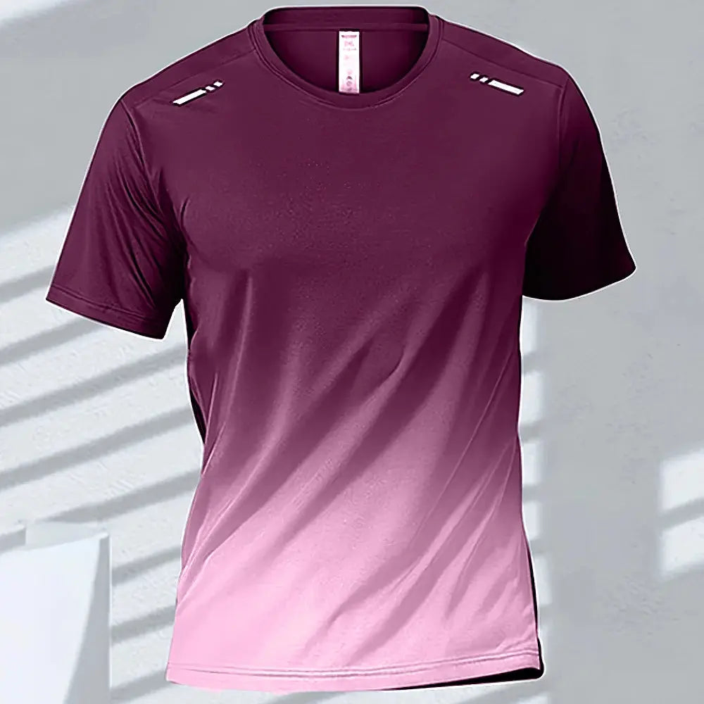 Men's Quick-Drying Gradient Short Sleeve T-Shirt – Sports Tee for Outdoor Workout, Basketball, Training & Running - Rehmiar