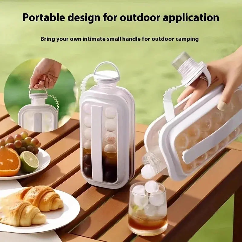 2-in-1 Foldable Ice Making Water Bottle – Transparent Silicone Ice Cube Mold Pitcher & Ice Tray - Rehmiar