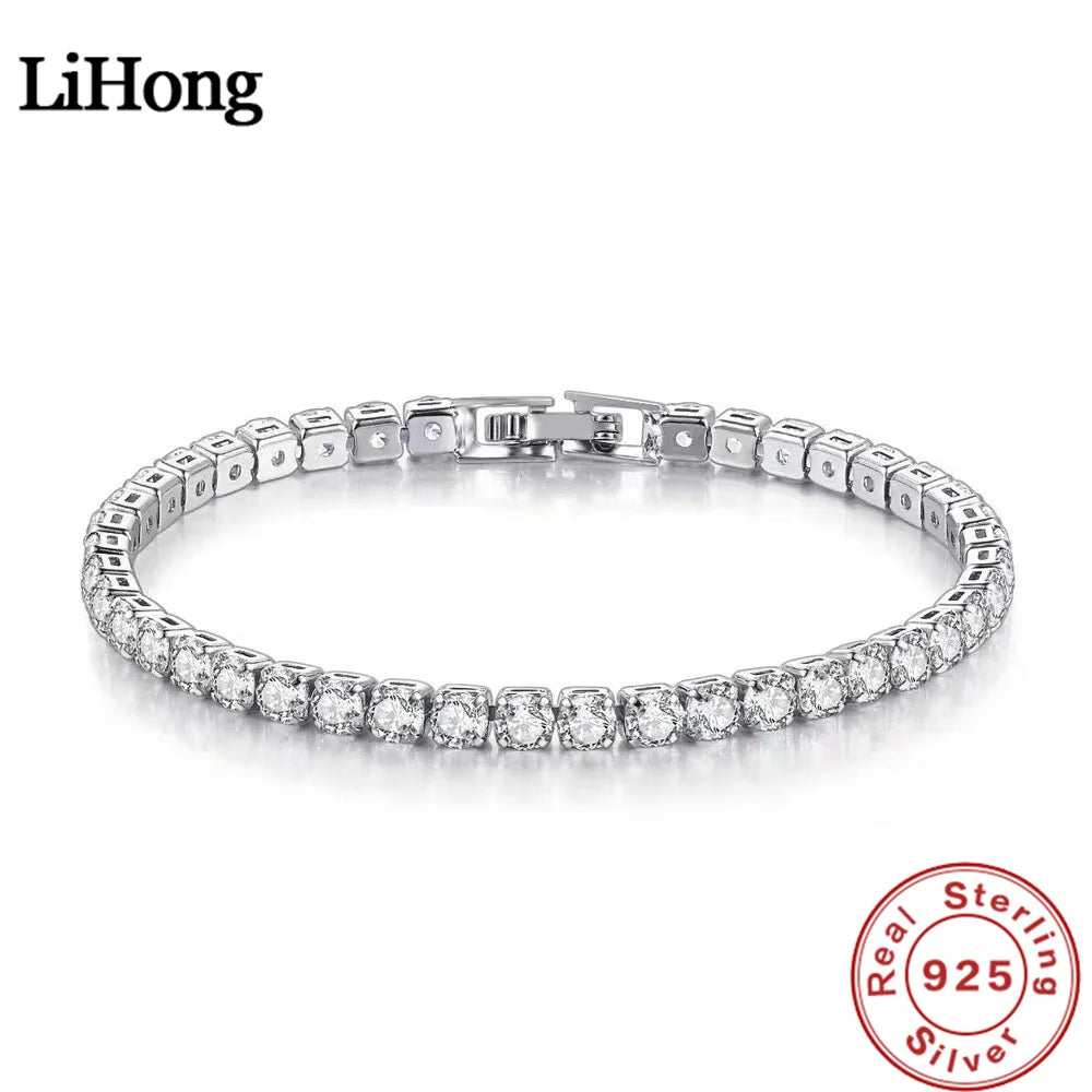 S925 Sterling Silver Zirconia Tennis Ball Bracelet - Rehmiar
