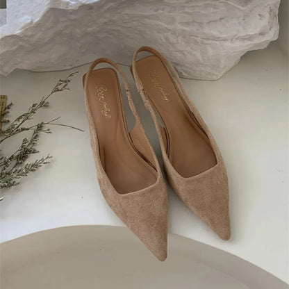 Bailamos Elegant Pointed Toe Slingback Sandals for Women – Low Heel Summer Dress & Office Shoes - Rehmiar