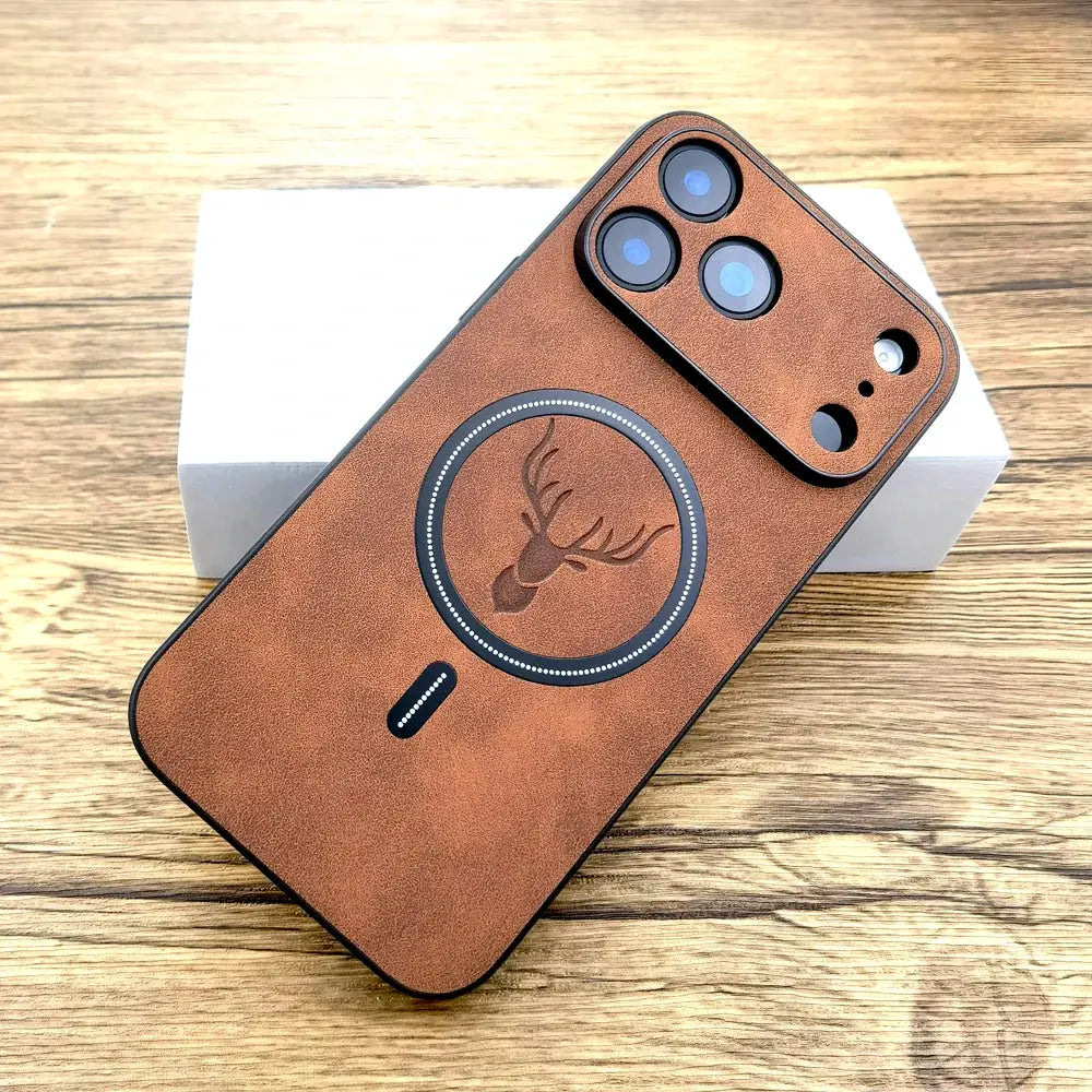 Luxury Faux Leather Magnetic Case for iPhone 11–17 Pro Max – MagSafe Wireless Charging Cover - Rehmiar