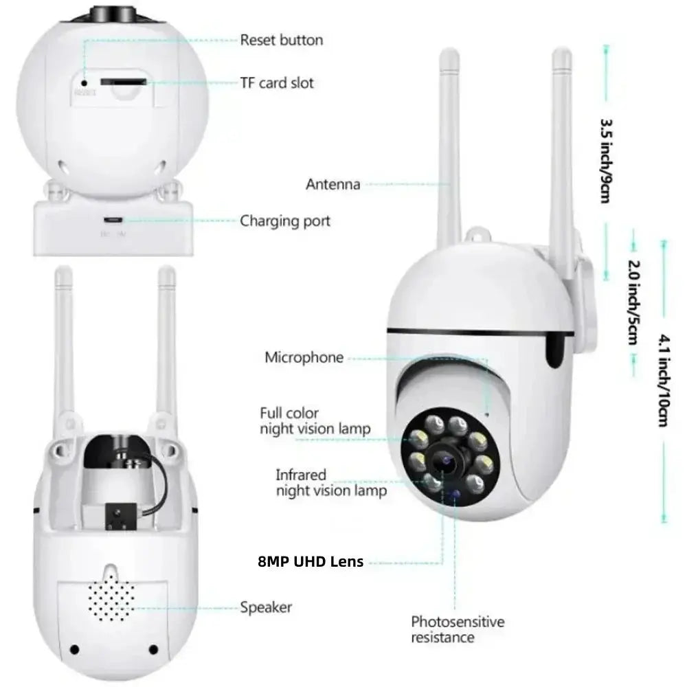 8MP Wireless Outdoor Security Camera – 4X Zoom, AI Human Tracking, Two-Way Audio & Colour Night Vision Rehmiar