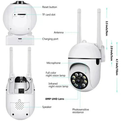 8MP Wireless Outdoor Security Camera – 4X Zoom, AI Human Tracking, Two-Way Audio & Colour Night Vision Rehmiar