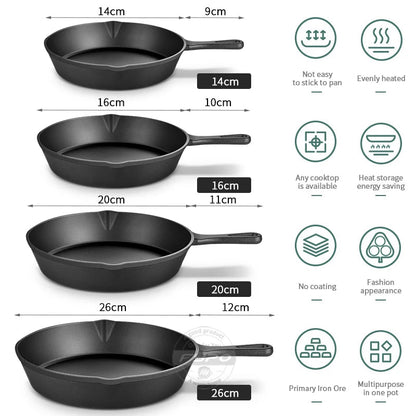 Cast Iron Frying Pan, Non-stick Skillet Breakfast Pan Omelette Pancake Pot Induction Cooking Cookware Rehmiar