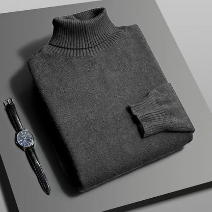 Autumn Mens High Quality Knitted Turtleneck Slim Fit Sweater - Rehmiar