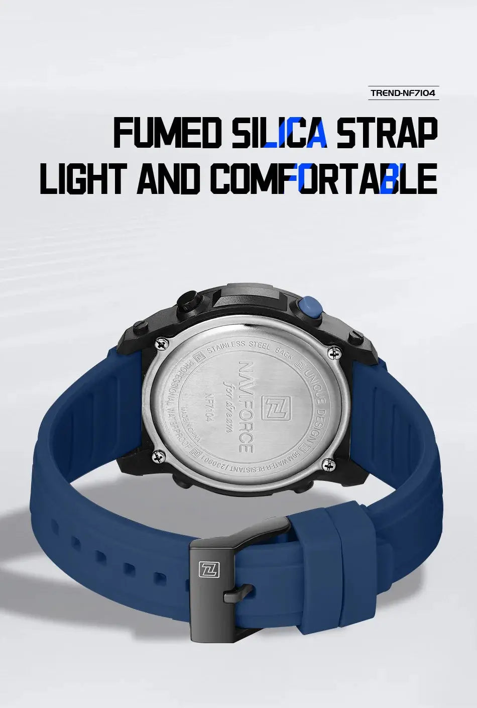 Naviforce  Luxury Men's Fashion Watch – Water Resistant Silicone Strap LCD Electronic Clock