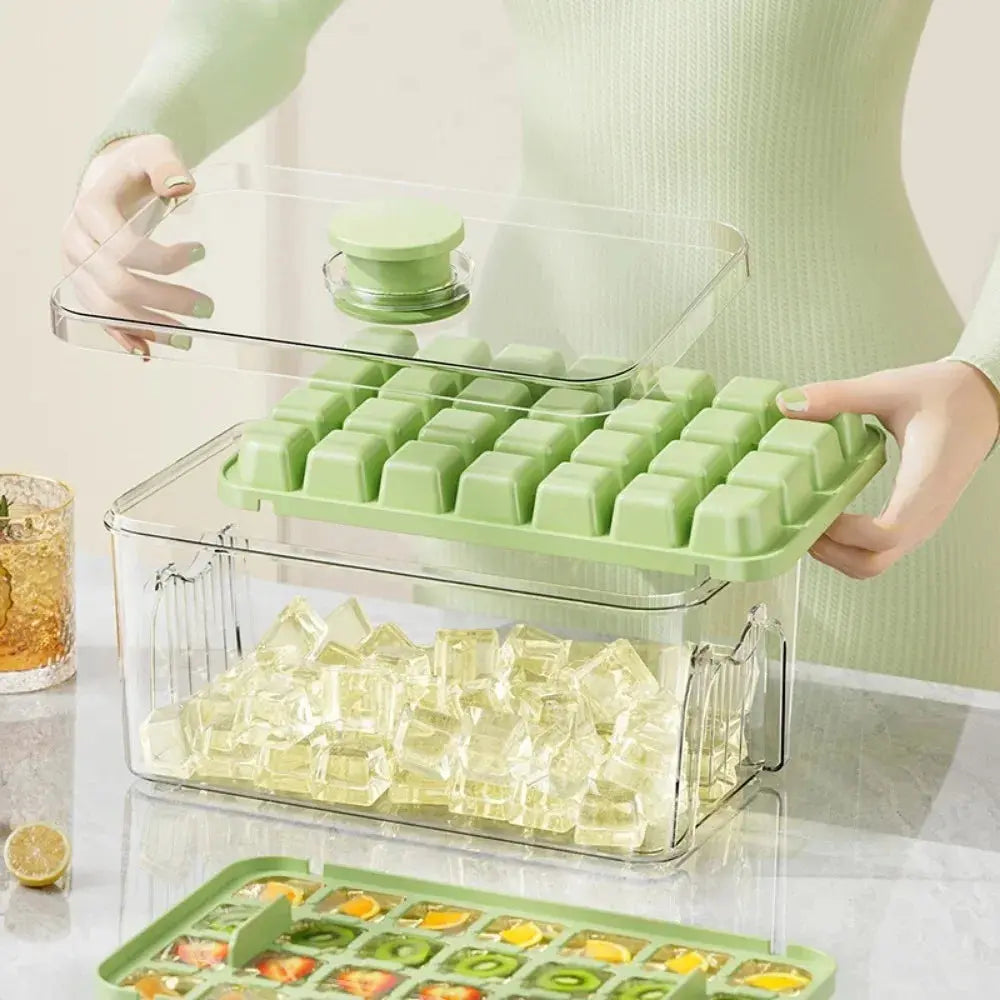 48-Grid Ice Cube Tray with One-Touch Release – Portable Ice Maker Mold & Ice Box - Rehmiar