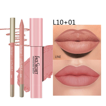 Matte Lipliner & Lipstick Set, Waterproof, Long Lasting Lip Makeup, Soft Matte Colours Women's Makeup