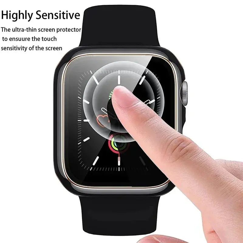 Tempered Glass cover For Apple Watch 45mm 41mm 44mm 40mm 42mm Screen Protector Apple watch Case series 9 4 5 6 SE 7 8 - Rehmiar