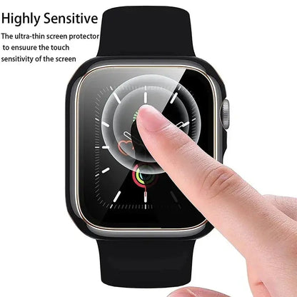 Tempered Glass cover For Apple Watch 45mm 41mm 44mm 40mm 42mm Screen Protector Apple watch Case series 9 4 5 6 SE 7 8 - Rehmiar