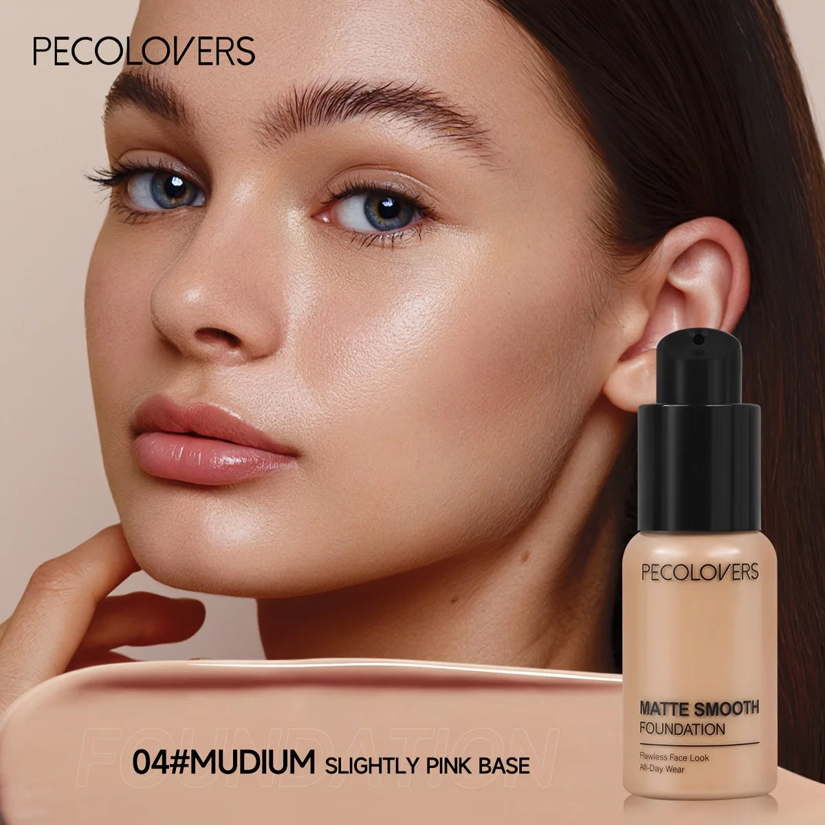 PECOLOVERS Matte Finish Liquid Foundation - Oil-Control, Waterproof, Full Coverage Concealer for All Skin Tones - Rehmiar