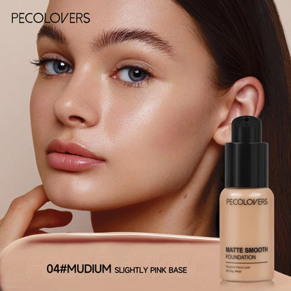 PECOLOVERS Matte Finish Liquid Foundation - Oil-Control, Waterproof, Full Coverage Concealer for All Skin Tones - Rehmiar