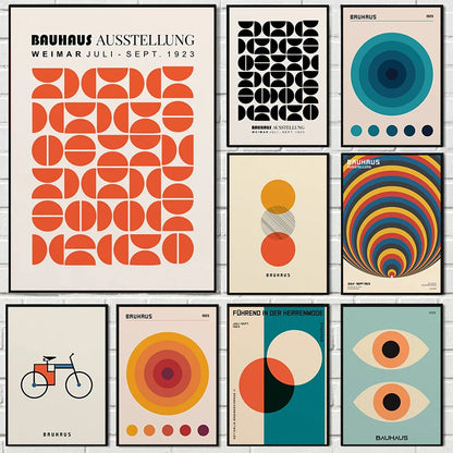 Abstract Orange Bauhaus Geometric Poster Pop Art for Modern Home Decor - Rehmiar